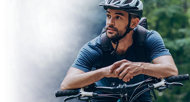 Man riding bicycle
